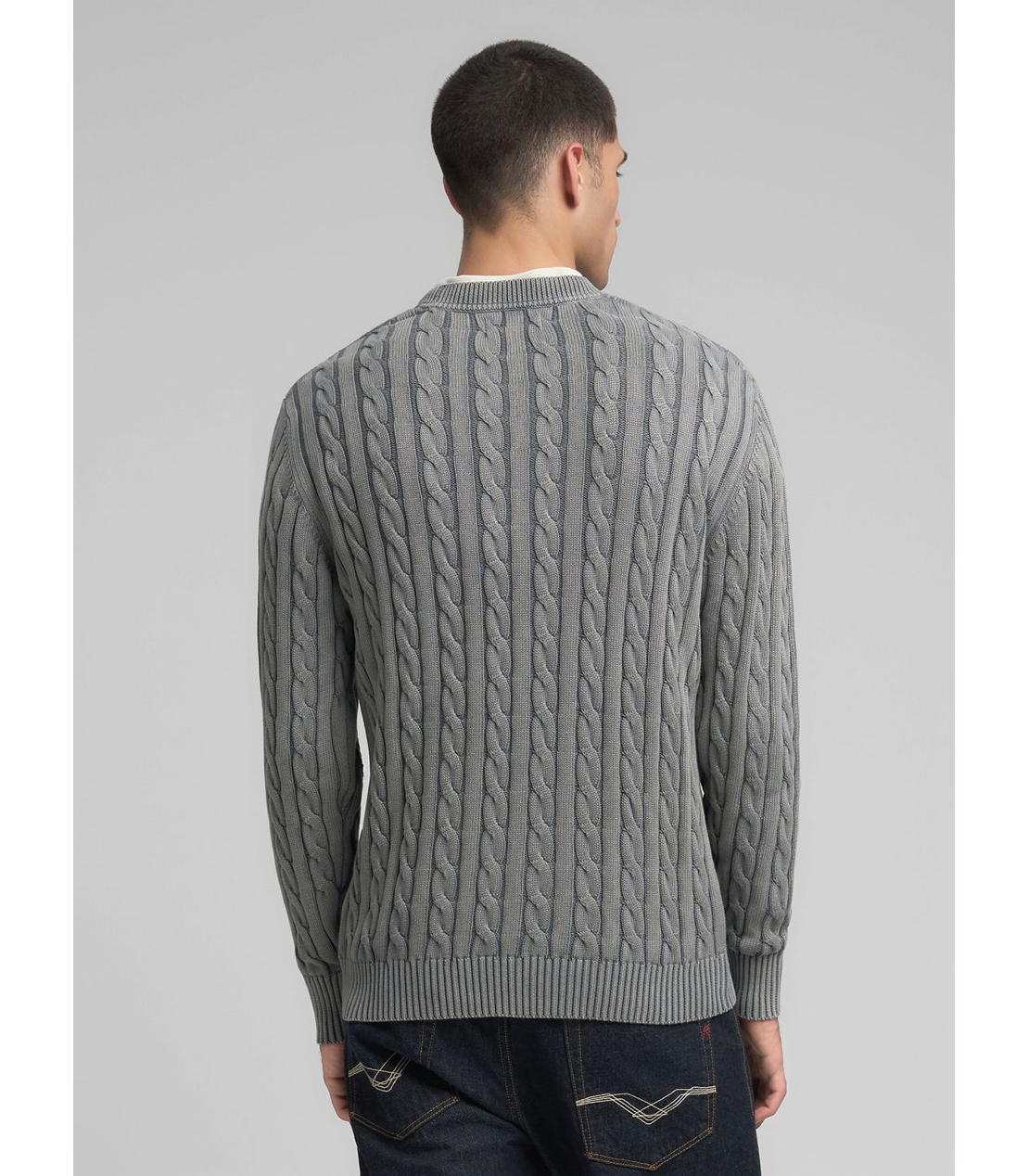 ケーブル編みコットンプルオーバー 詳細画像 スティールグレー 3